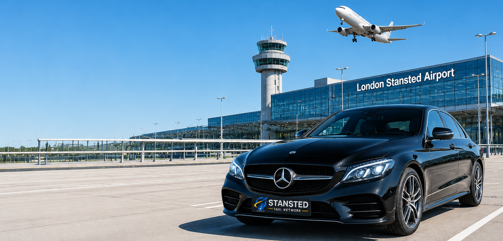 Black Mercedes at London Stansted Airport